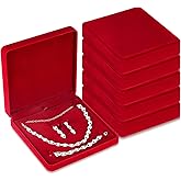 Yinkin 6 Pcs Velvet Jewelry Set Box Jewelry Display Case Earring Ring Bracelet Necklace Gift Box Pearl Necklace Storage Case for Mother's Day Wedding Travel Anniversary(Wine Red)