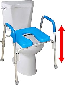 The Ultimate™ Raised Toilet Seat, Voted#1 Most Comfortable. Padded with Armrests. Adjustable Height. Premium Elevated Toilet Seat with Arms for Standard and Elongated Toilets.