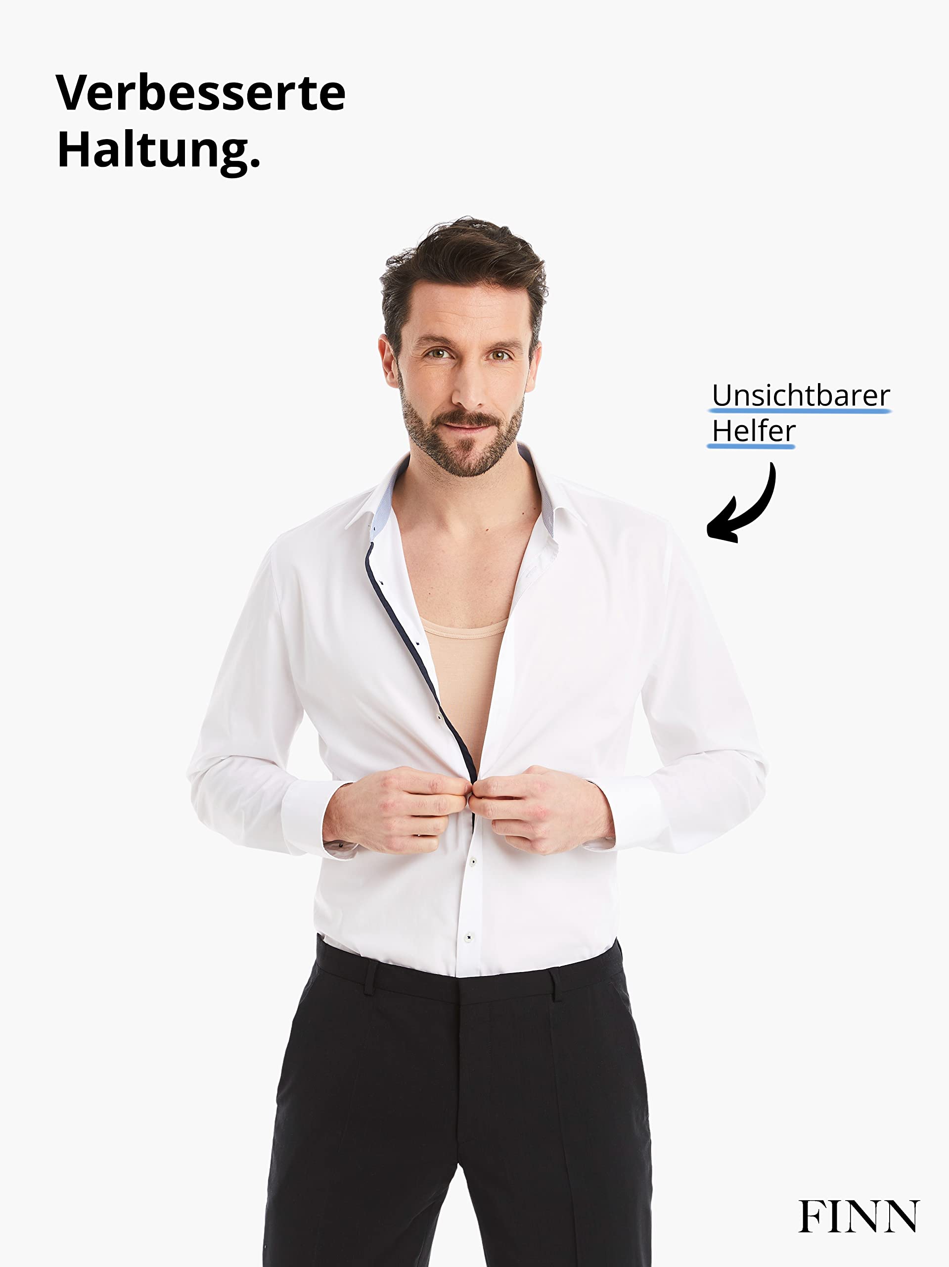 FINN Shapewear Herren Kompressionsshirt – Bauch-Weg Unterhemd & Body-Shaper Männer – Ärmelloses Tank-Top aus Baumwolle für flacheren Bauch und bessere Haltung Hautfarbe Nude M 4