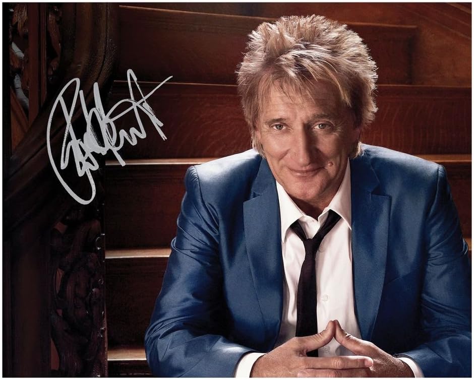 Photographs - Photo Rod Stewart Signed Autographed 8 x 10