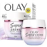 Olay Super Cream with Sunscreen SPF 30, Ultra Lightweight Face Moisturizer with Vitamin C, Hyaluronic Acid, Niacinamide, Vita