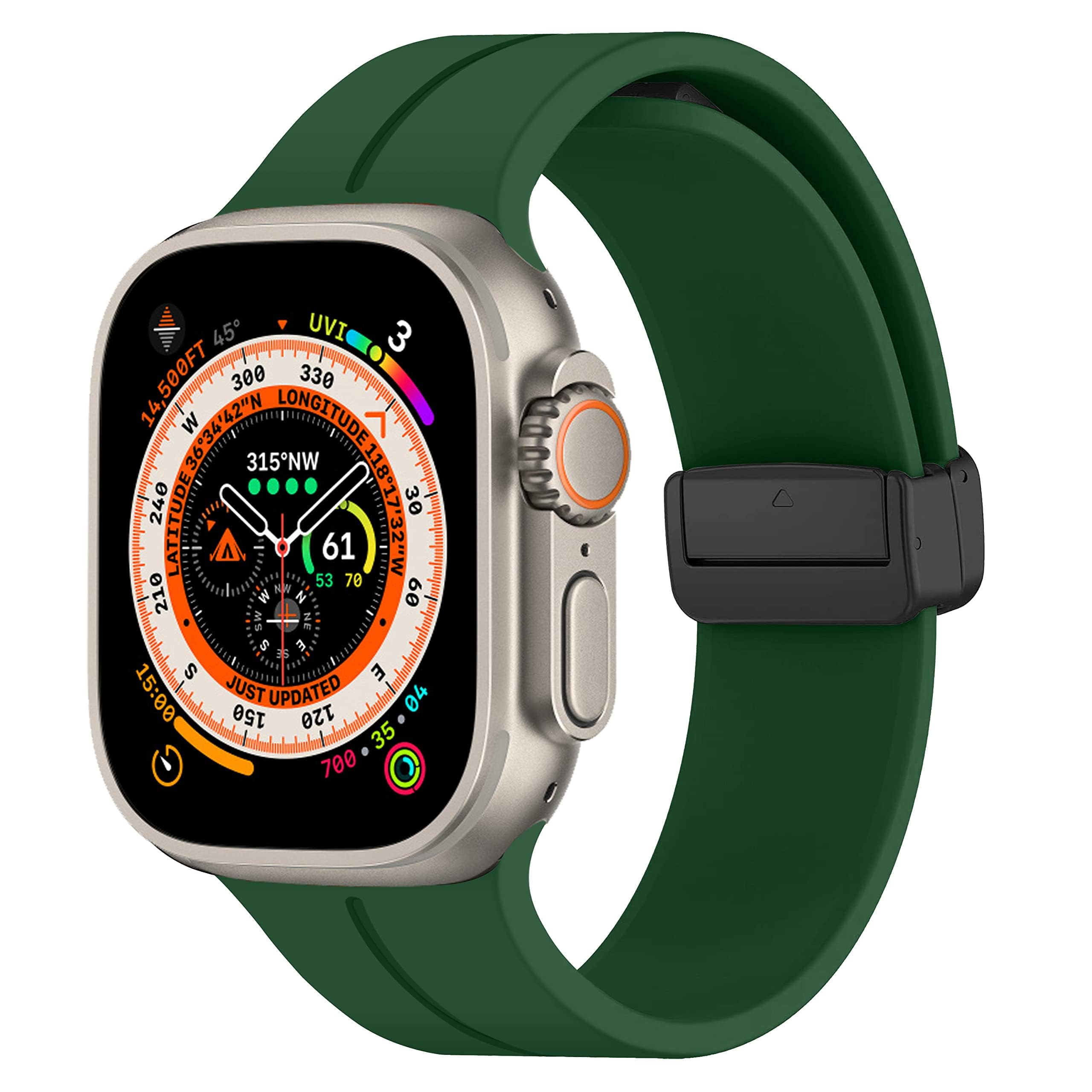 for Apple Watch Ultra 2 Strap 49mm 45mm 44mm 46mm 42mm 41mm 40mm 38mm Men Women, Adjustable Magnetic Buckle Sport Silicone Band for Apple Watch SE Strap Series 10/9 8/7/6/5/4/3/SE 2nd/Ultra 2 Ultra