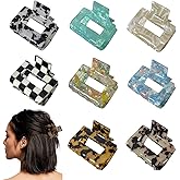 8Pcs Hair Claw Clips, BetterJonny Hair Clips Square Hair Jaw Clips Hair Accessories for Women Medium Hair Clips Tortoise Barrettes Hair Accessories