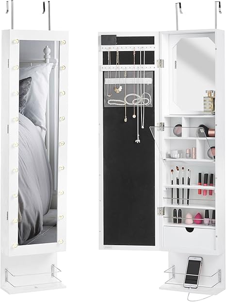 Beautify White Led Wall Door Mounted Armoire Cabinet With Full