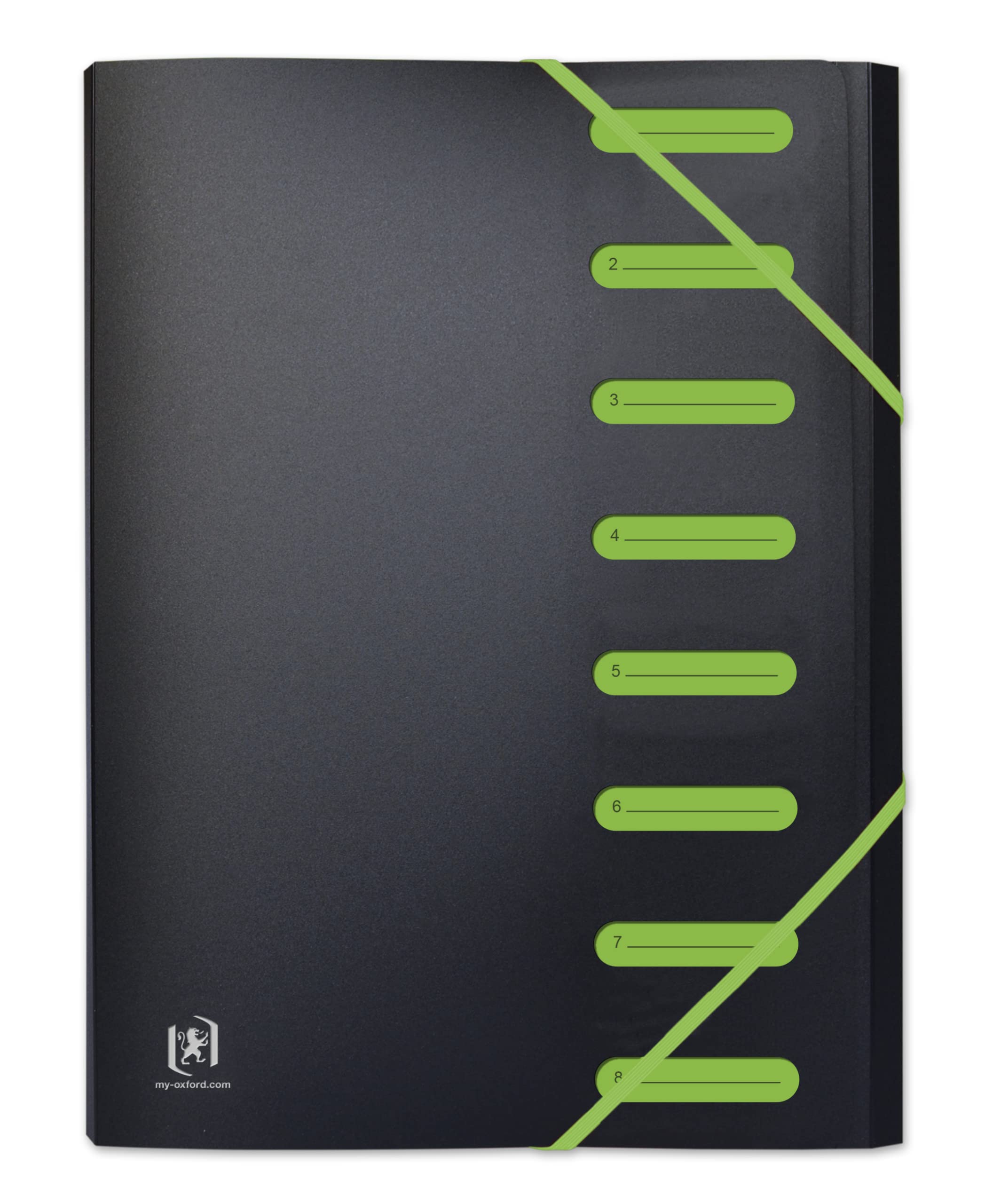 OXFORD Students A4 8 Position Expanding File Cover Polypro Two-Tone Black/Green