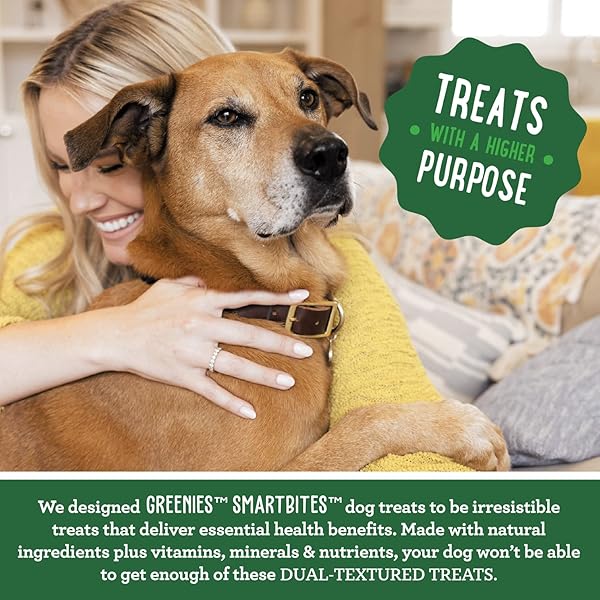 GREENIES SMARTBITES IMMUNE SUPPORT CRUNCHY & SOFT DOG TREATS, CHICKEN FLAVOR, 28 OZ.