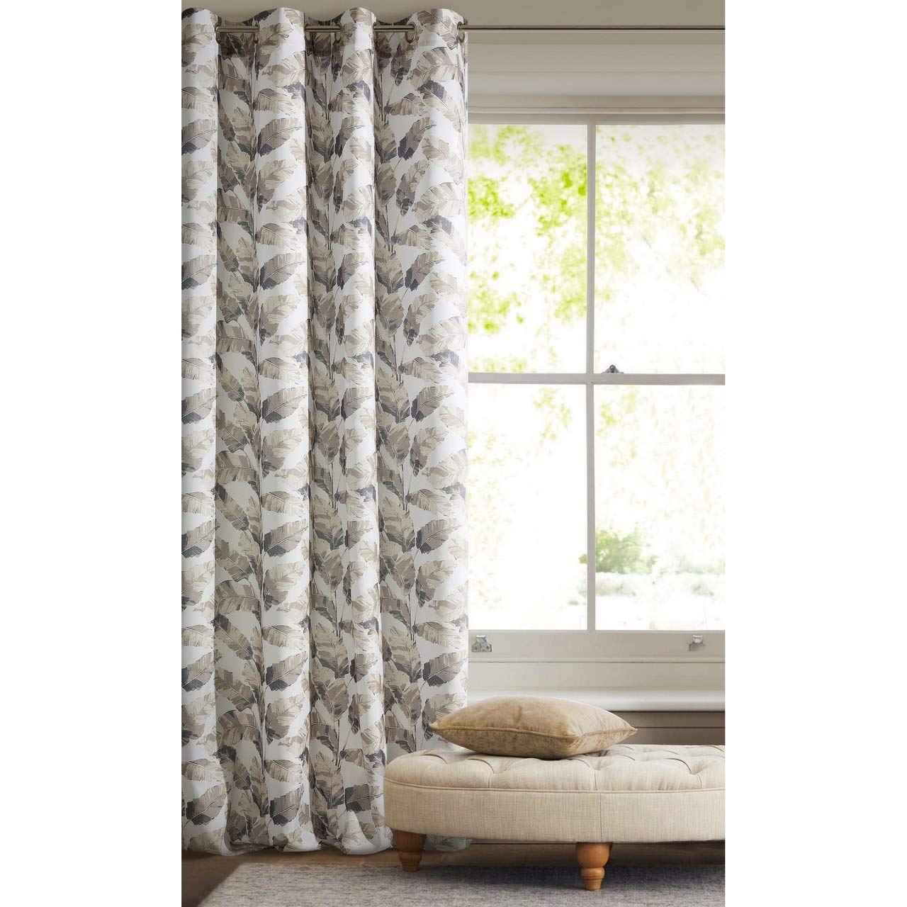 Eurofirany Curtain with Botanical Pattern 75 g/m2 140 x 250 cm White/Beige Shades Light light permeable eco-style modern living room bedroom