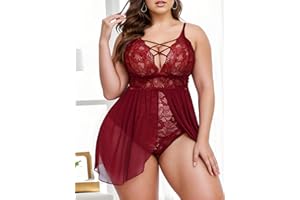 Plus Size Babydoll Womens Snap Crotch Lingerie Sleepwear
