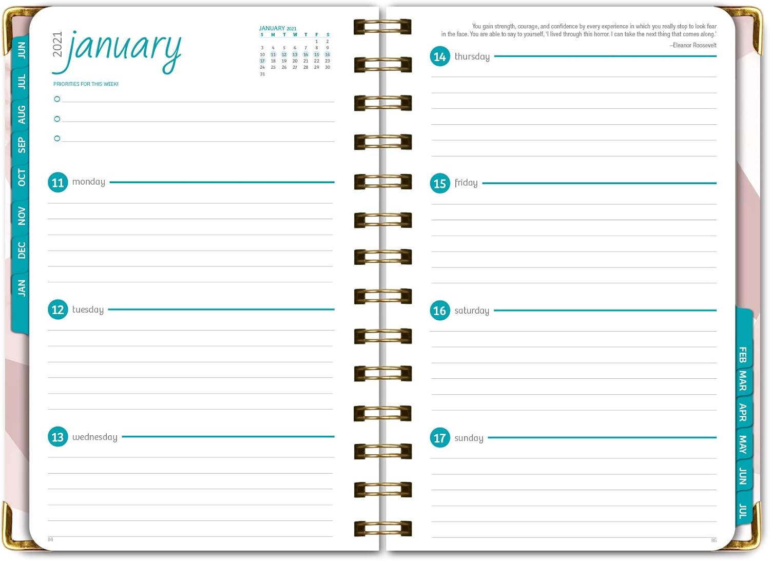 HARDCOVER Academic Year 2020-2021 Planner: (June 2020 Through July 2021) 5.5"x8" Daily Weekly Monthly Planner Yearly Agenda. Bonus Bookmark, Pocket Folder and Sticky Note Set (New Pink Triangles) : Office Products