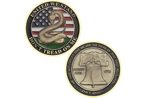 RUMKOU Don't Tread on Me Liberty Bell Challenge Coin Designed by Military Veterans
