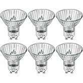 SerBion GU10 120V 50W Halogen Light Bulbs for Track and Range Hood, GU10+C Candle Warmer Lamp with Dimmable, 2700K Warm White, 6000+Hours Long-Lasting Pack of 6
