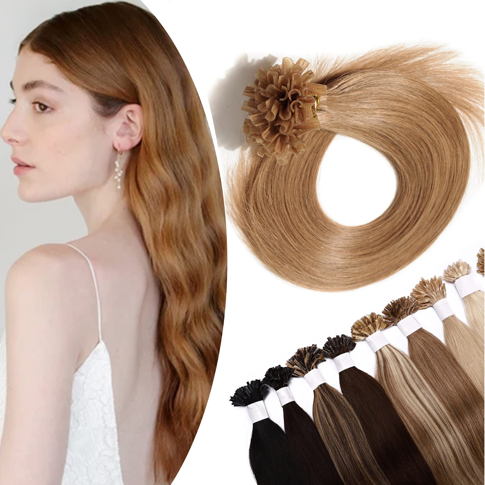 14 inch SEGO Pre Bonded Human Hair Extensions [0.5g*100 Strands] #12 Golden Brown Keratin Nail U Tip 100% Remy Real Invisible Straight (50g)