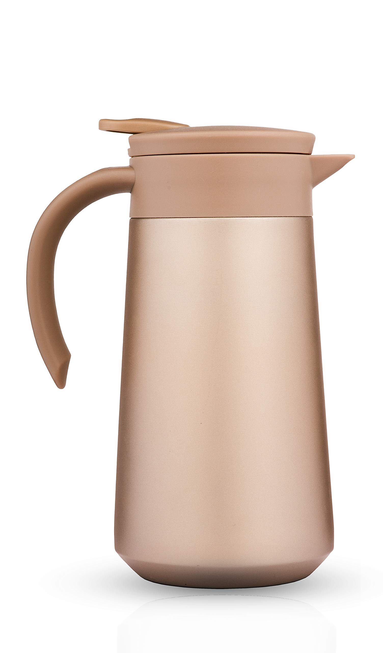 BOHORIA® Thermos Jug | Thermos Flask | Jug for Coffee, Tea & Water | Stainless Steel | Quick Tip Closure | 0.8 Litres (Gold)