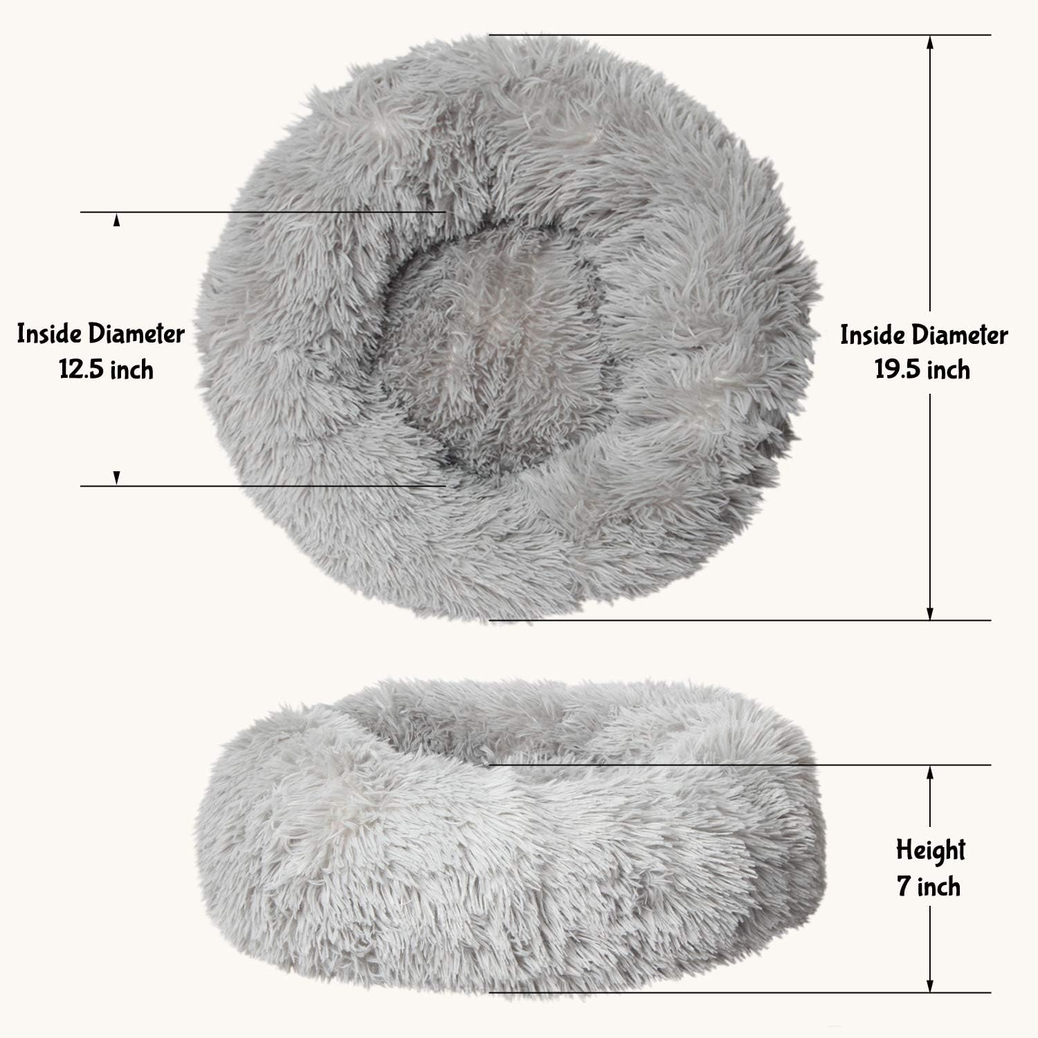 nononfish Puppy Bed for Small Medium Dog Soothing Dog Bed Calming, Anti-Anxiety Fluffy Deep Sleep Plush Bed with Bamboo Dog Cooling Mat Available : Pet Supplies