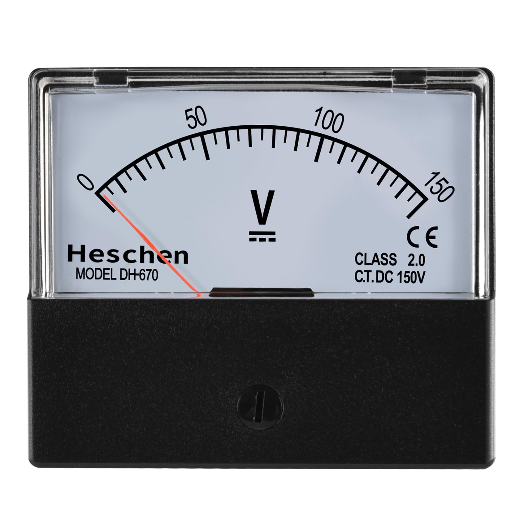 Heschen Rectangular Voltmeter Analog Panel Volt Voltage Meter DH 670 DC 0- 150 V Class 2.0