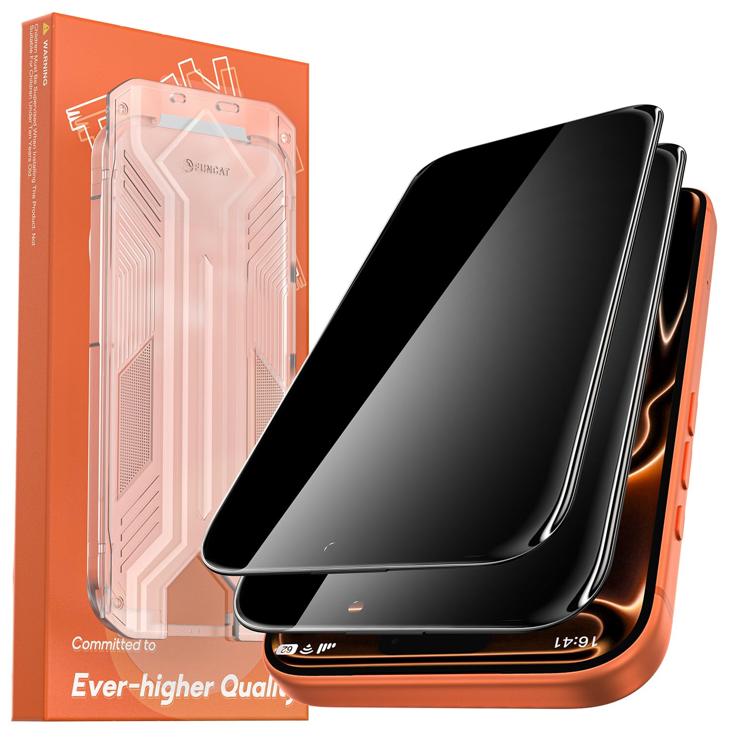 FUNCAT GLOBAL 2 Pack for iPhone 17 Pro Max Privacy Screen Protector Tempered Glass:9H+ Durable, Auto Positioning, Bubble Free, High Definition, Easy Installation