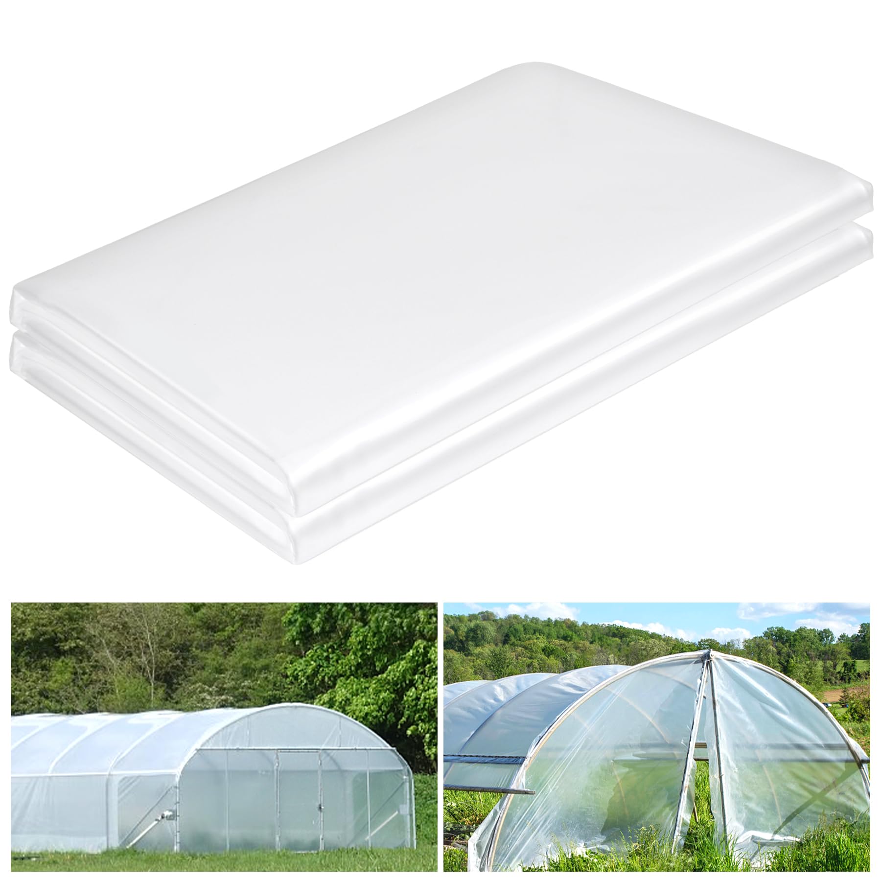 Photo 1 of 10 x 20 FT Clear Greenhouse Plastic Sheeting, 6 Mil Polyethylene Film Heavy Duty, Water Sun Frost Wind Dust Resistant Winter Hoop House Toughness Plastic Cover for Farming, Gardening, Agriculture,DIY