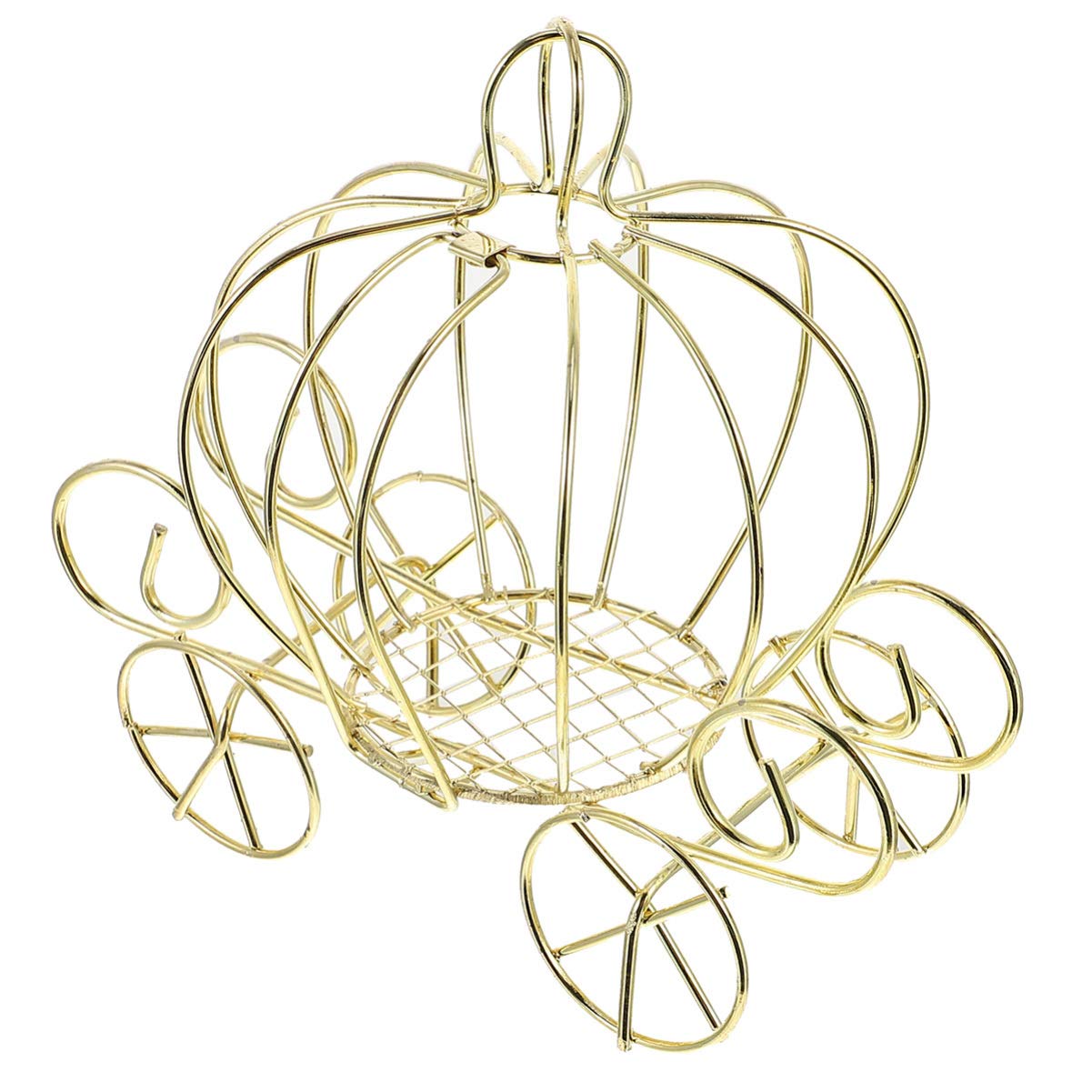 Sewroro Pumpkin Carriage Candy Box Pumpkin Cart Metal Candy Box Decorative Carriage Centerpiece Gold Wire Figurine Ornament