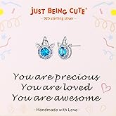 Birthstone Earrings for Girls, 925 Sterling Silver Stud Earrings for Women, Unicorn Gifts for Girls, Cubic Zirconia Studs Earrings, Unicorn Birthday Christmas Gifts for Teens Women