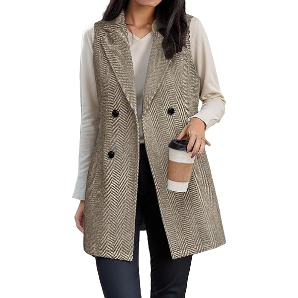 Amazon.com: IDEALSANXUN Long Vest for Women Sleeveless Tweed