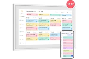 Skyzoo 15.6-Inch Digital Calendar – Schedule, Chore Chart, Meal Planner, Task Rewards System, Family Photo Display, Syncs with Online Calendars, Horizontal, Vertical & Wall-Mount (White)