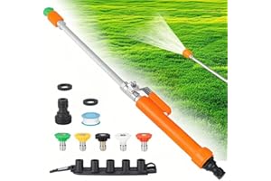RUIRGO Jetnozzle High pressure hose nozzle for garden hose,7-in-1 Hydro jet nozzle High Pressure Power Washer wand, nozzles watering sprayer cleaning tool, Pressure washer hose attachment (Orange)