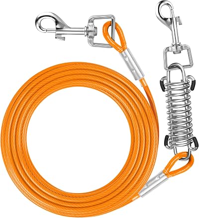Aystkniet Dog Tie Out Cable 10ft 15ft 20ft 25ft 30ft 40ft 50ft Shock Spring