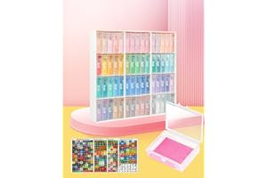 FOREVER YOUNG 60pcs Diamond Art Storage Containers Trays ＆ Stand, Diamond Painting Accessories Diamond Painting Trays with Lids, 2-in-1 Diamond Art Tray and Beads Storage, Beads Gem Art Tools Storage Rack