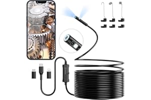 Endoscope Camera with Light, Ennovor Dual-Lens 1920P HD Borescope with 8 Adjustable LED Lights, 16.4ft Semi-Rigid Snake Endos