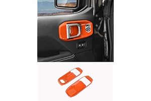 Savadicar Orange Interior Accessories - Front Door Inner Handles Trim Set for 2018-Present Jeep Wrangler JL JLU 4XE & Gladiat