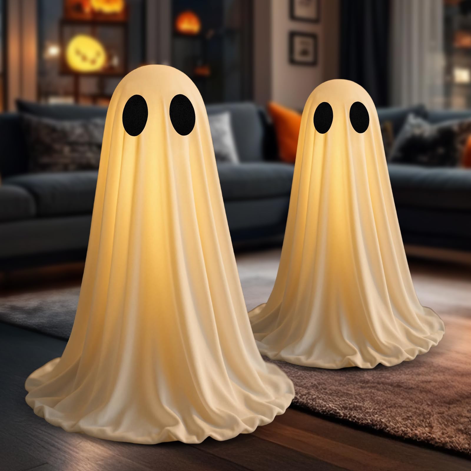 Photo 1 of  MISSING BOTTON***
2Packs Halloween Decorations Ghost Kit - Halloween Party Decor with Upgraded Fabric and Timer Remote Control, Ideal for Outdoor Indoor Kitchen Room Office Home Fireplace
