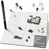 Magnetic Mat Magnetic Project Mat with Waterproof Surface &amp; Dry Erase Pen | Screw and Small Part Sorting, Write-and-Wipe Tracking, Flexible PVC, Phone, Laptop and PC Repairs, Large Size 11.8 x 9.8 inch
