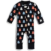 monica + andy One Piece Baby Pajamas, Size 12-18 Months, Colorful Ghosts, 100% Organic Baby Clothes for Girls & Boys, Sustainable Super Soft Fabric, Sizes for Newborn, Infant & Toddler