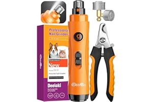 DEELOKI Dog Nail Grinder with LED Light Upgraded 2 Speeds Painless Pet Dog Nail Trimmers and Clipper Super Quiet Best Cat Dog Nail Clipper Kit for Large Small Dogs Pets Cats Breed Paws Quick Grooming
