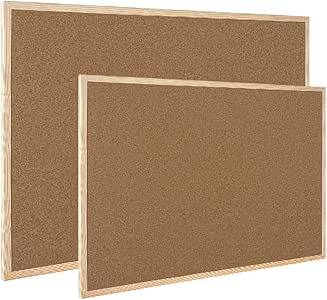 Pizarra de corcho, para notas, para la cocina, enmarcada. Tablero para