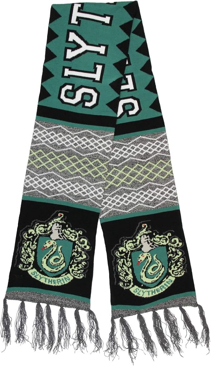 Harry Potter Slytherin House Crest Adult Knit Scarf For Women Men: Clothing