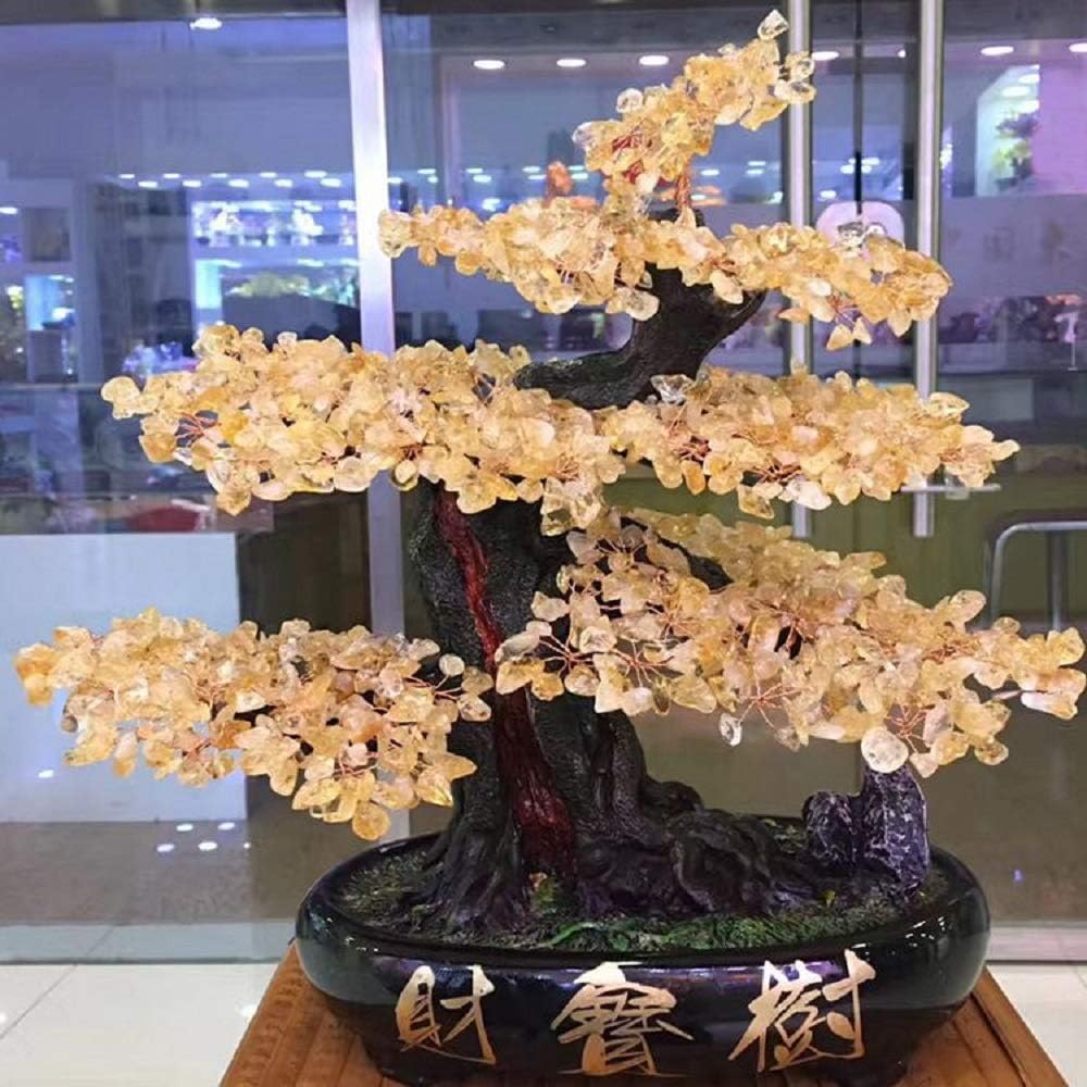 Liergou Árbol del Dinero Feng Shui de la Gema Árbol de Piedra Dinero