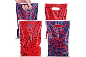 ADARRO 40PCS Spider Wed Party Favor Bags, Red & Blue Cartoon Goodie Candy Bags for Birthday Party Supplies