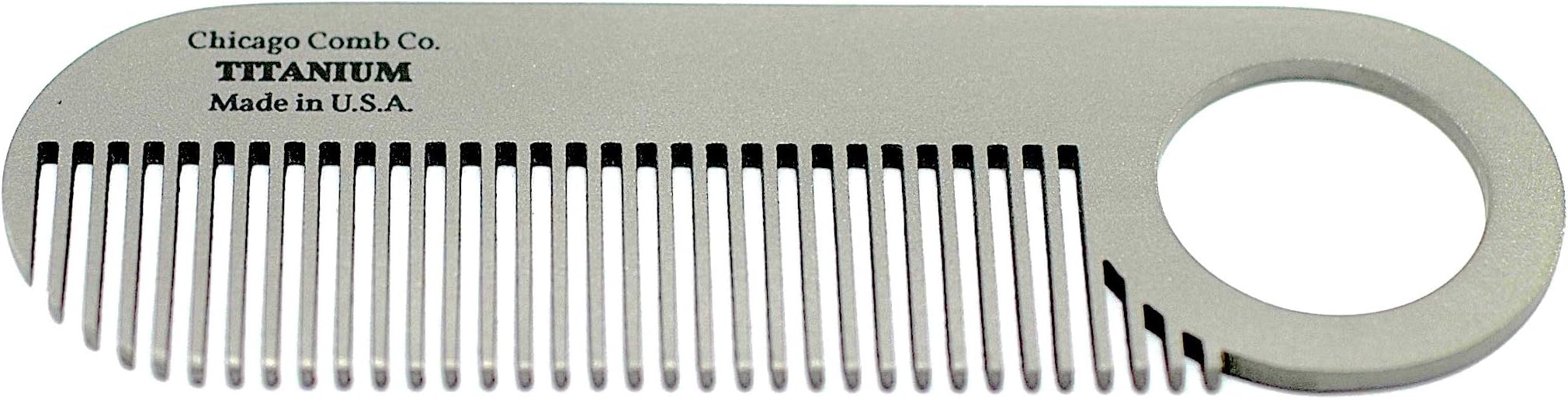 Chicago Comb Model 2 Titanium, Beard & Mustache comb, 4 in. (10 cm) long, Made in USA