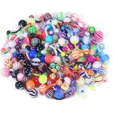 Gnznzko 14G Belly Button Ring Piercing Surgical Steel Acrylic Bulk Colorful Navel Rings 10MM 12MM 14MM 16MM 18MM Length Hypoallergenic Long Belly Piercing Jewelry for Women Silver Random 100 Pcs