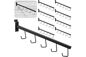 Chumia Slatwall Hangers Slatwall Clothes Hanger Slatwall Waterfall Faceout with 5 Hooks Rectangular Tube Display Slatwall Accessories Slat Wall Hooks Gridwall Hooks, Black (8 Pcs)