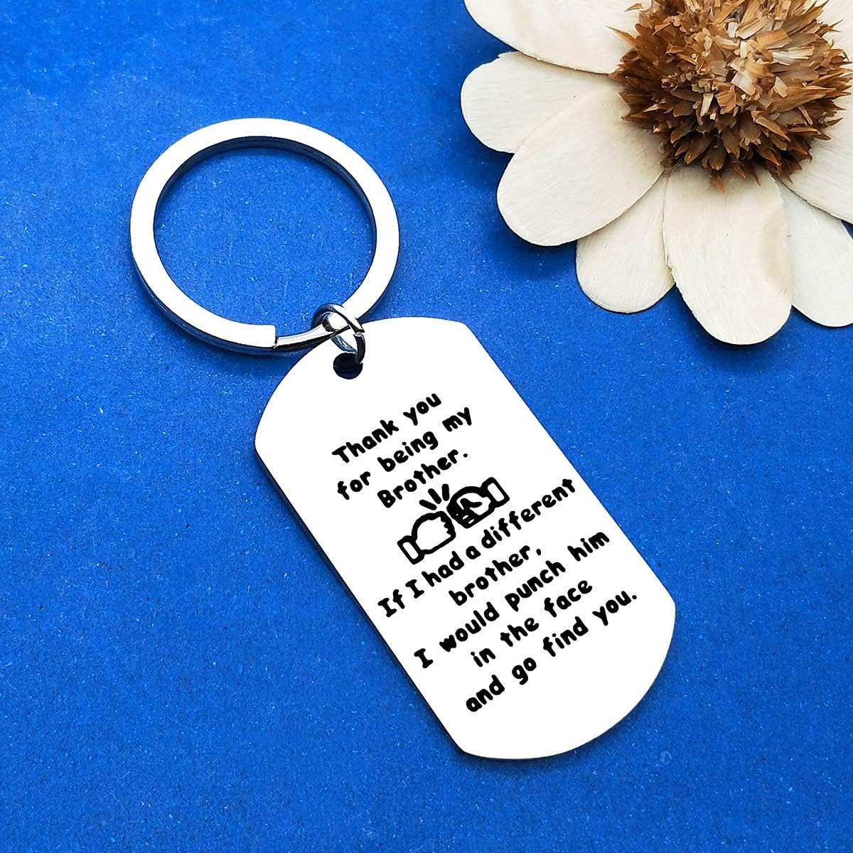 Brother Keychain Funny Brother Gifts from Sister Brother Thank You for Being My Brother Keyring Best Friend Gift Friendship Gifts for Men Wedding Christmas Birthday Gift Brother to Brother Gifts - Image 3