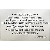 Idea for Boyfriend Engraved Wallet Insert, Anniversary Card for Men, I Love You, Metal Wallet Card Insert, Mini Love Note, Anniversary Card from Wife, Anniversary Cards for Husband, Deployment Idea