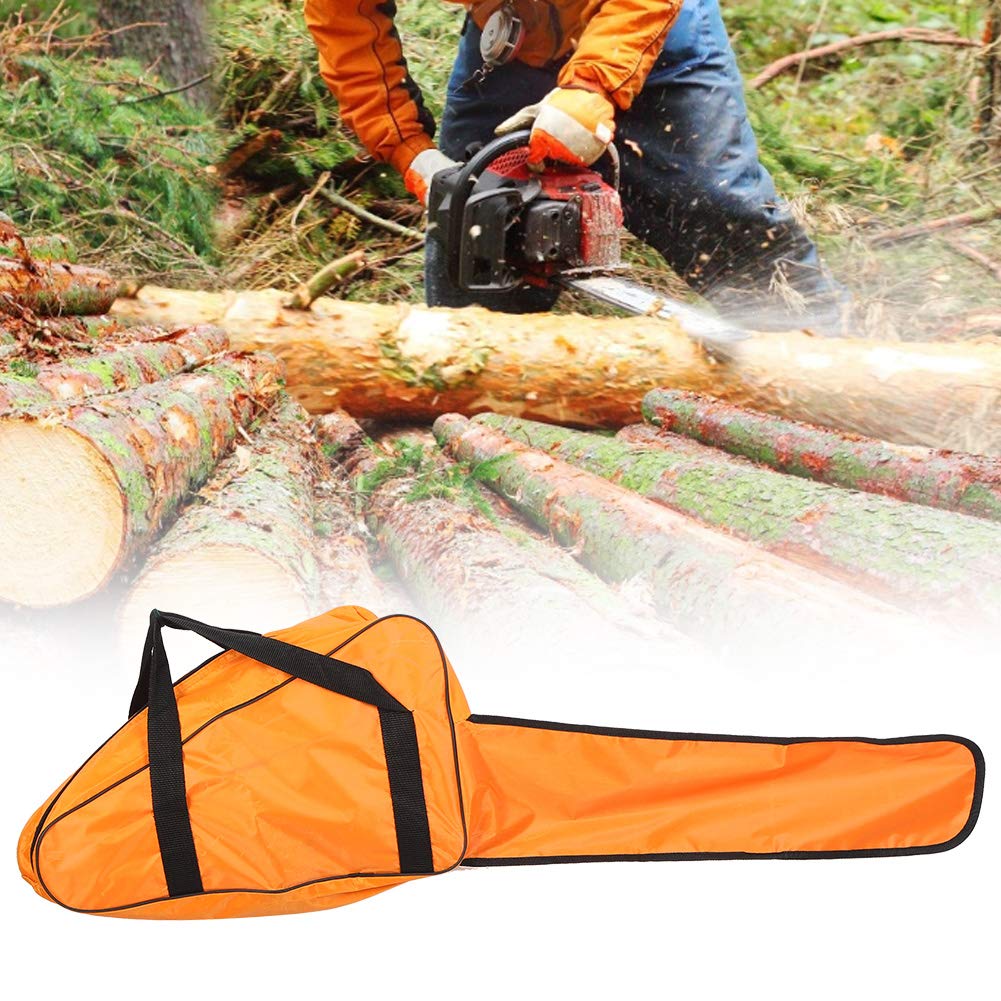 Zerodis Chainsaw Carrying Bag, Waterproof Oxford Fabric Protective Case for STIHL and Other Chainsaws, Portable Storage Holder with Handles and Adjustable Strap, Bright Orange