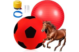 Suilung 48 Inch Giant Herding Ball with Cover Anti Burst Ball Please Watch VCR for How to Inflation Large Horse Toys for Horse Stall Entertainment Play, Pump Included(Red-Black)