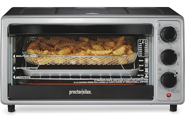 Proctor Silex Simply-Crisp Toaster Oven Air Fryer Combo with 4 Functions Including Convection, Bake & Broil, Fits 6 Slices or