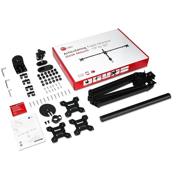 SIIG ARTICULATING TRIPLE MONITOR DESK MOUNT DESK MOUNT, BLACK (CE-MT0R12-S3)