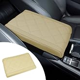 Hovom Car Center Console Cover, Soft Leather Armrest Cover Cushion | 12.6"&times;7.87"&times;1.97", Comfortable Car Armrest Cushion, Anti-Scratch, Non-Slip, Waterproof, Easy to Clean, Beige