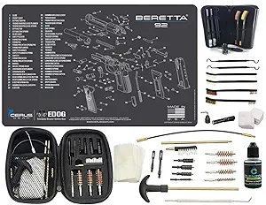 EDOG Beretta 92 (Exploded View) Pistol Cleaning Mat & Range Warrior Handgun Cleaning Kit & E.D.O.G. Tac Pak Cleaning Essentials