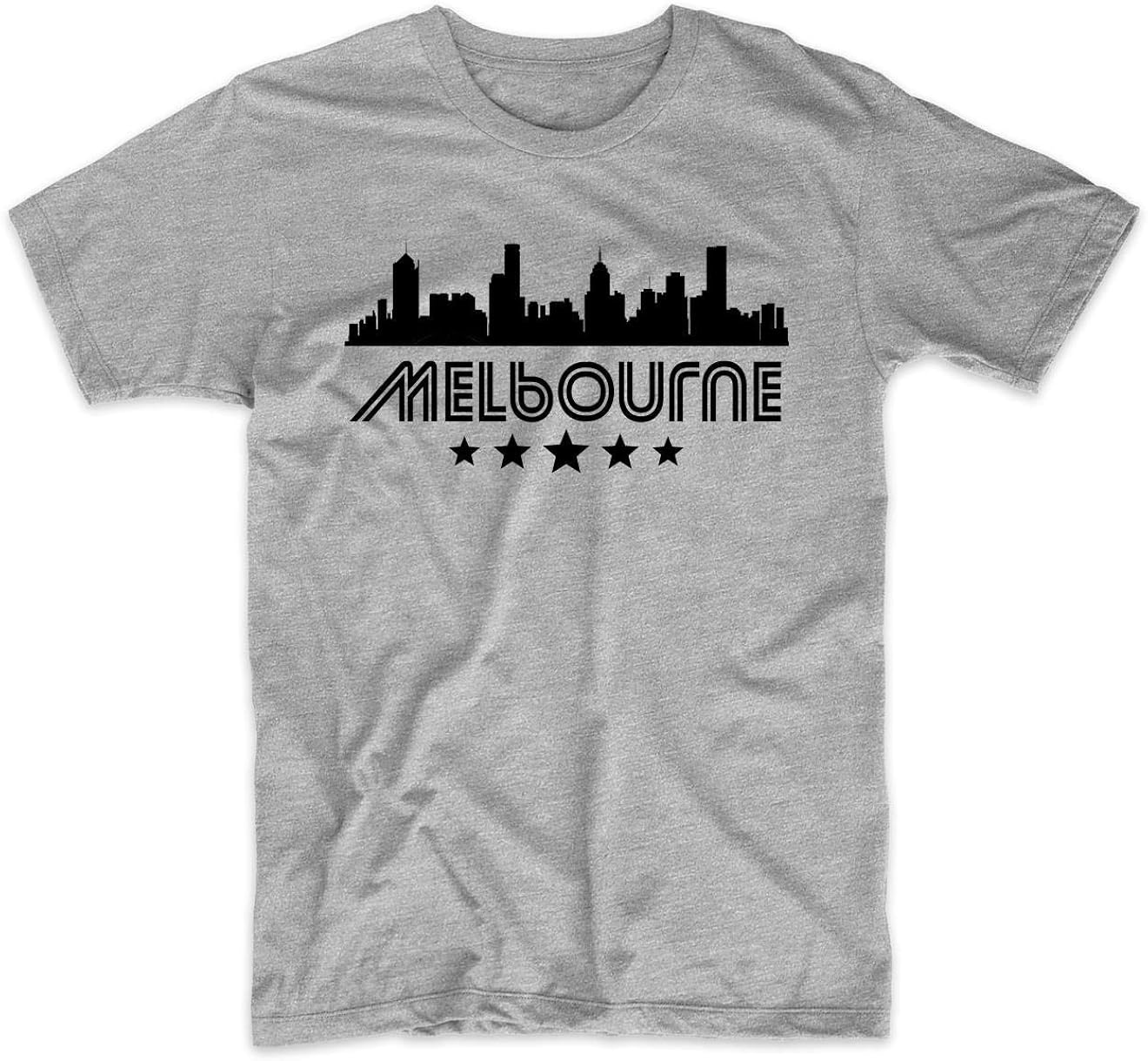Melbourne Australia Skyline Retro Style TShirt Clothing